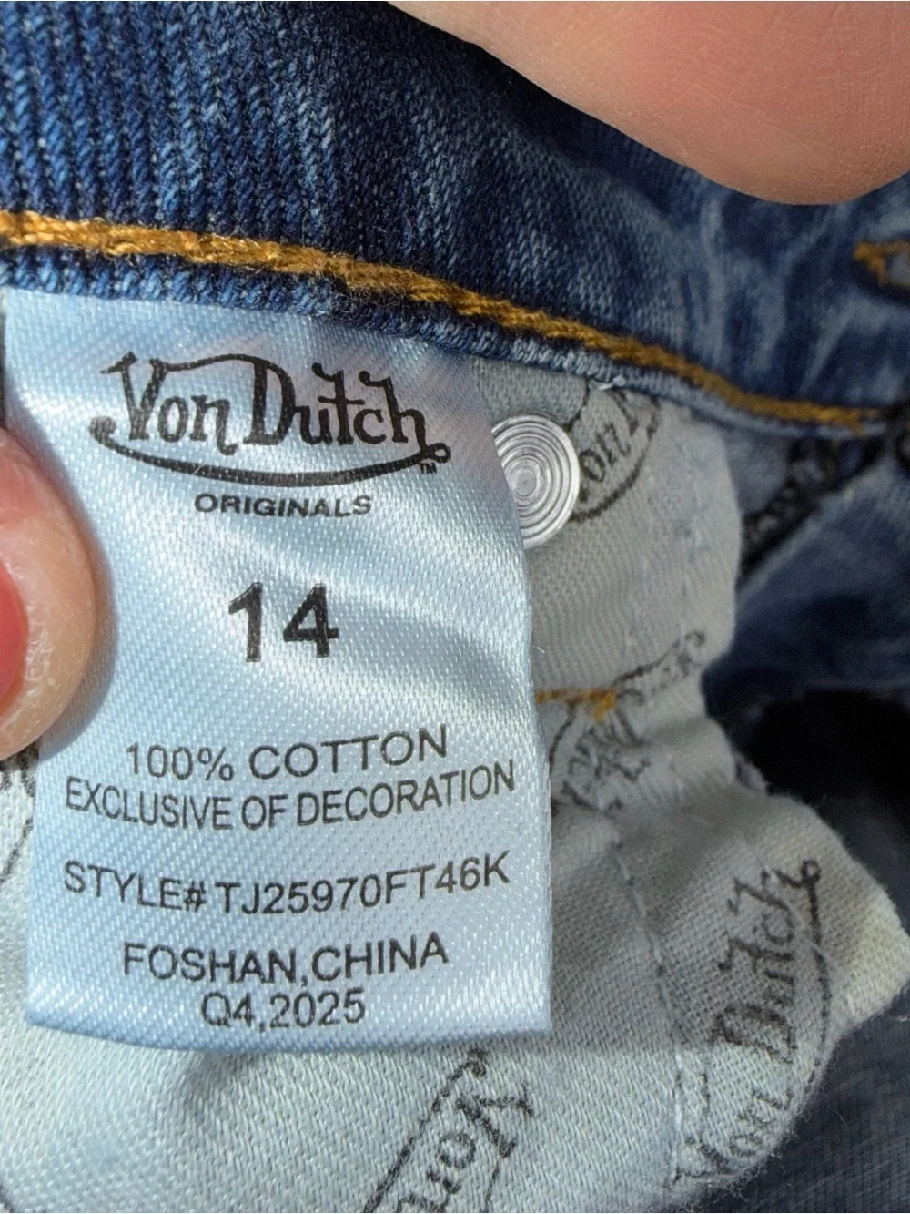 Von Dutch Originals Juniors 14 Wide Leg Jeans Y2K Distressed Patches Baggy FLAW
